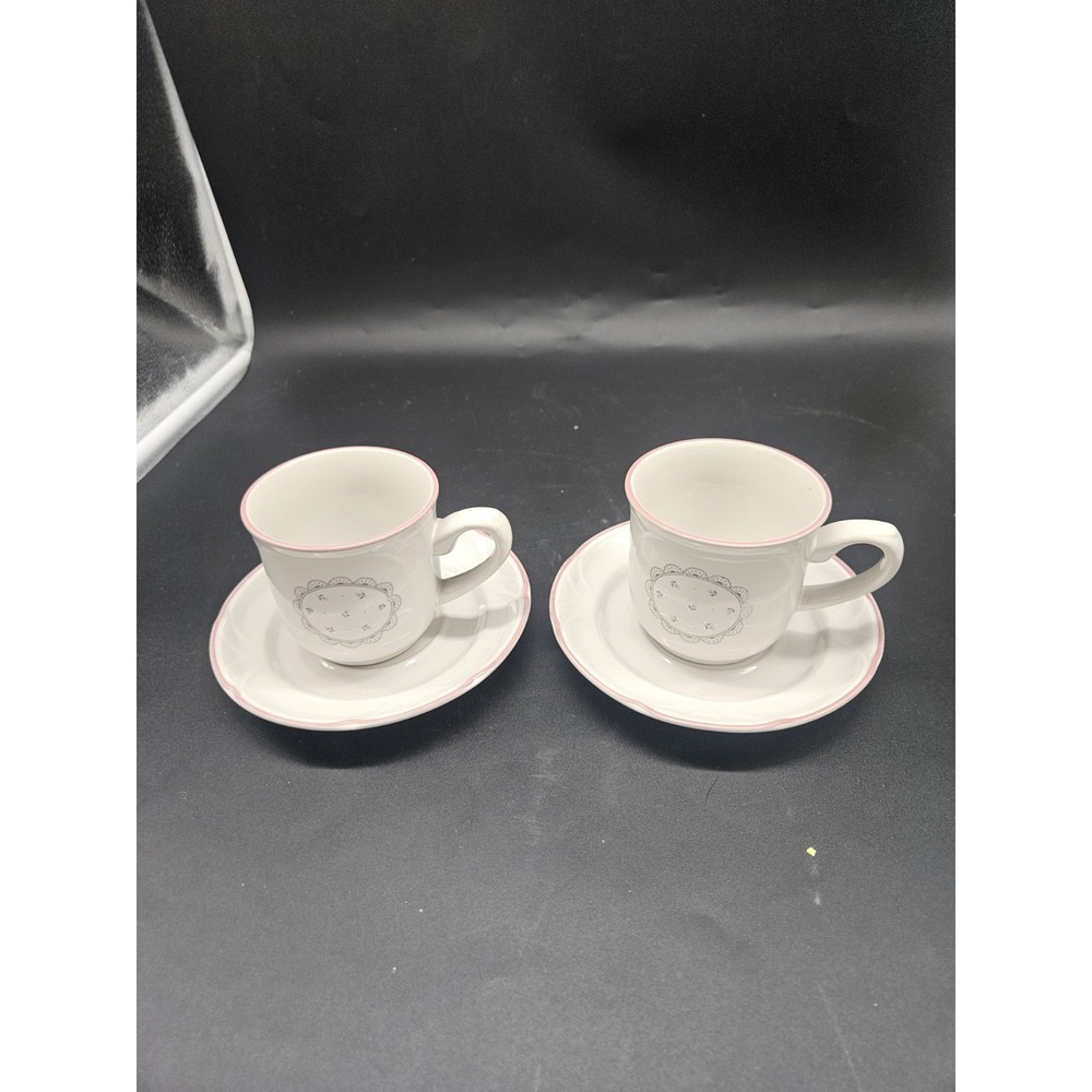 2-1988 Victoriana Pink Flower Buds Cottagecore 3" Cup & Saucer Sets